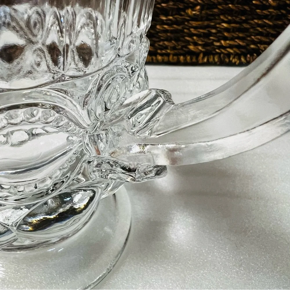 Vintage Mosser Glass Eyewinker Pattern Clear Glass 24 Oz Pitcher EAPG